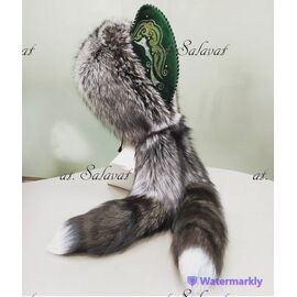 Башкирская национальная шапка бурек "Салават" из меха чернобурой лисы