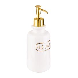 Дозатор для жидкого мыла Le Bain blanc, 7х7х20,5 см., цвет белый и золотой