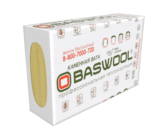 BASWOOL фасад 90 1200*600*50 (0,216 м3, 6 плит/4,32 м2/32 уп) Утеплитель на базальтовой основе