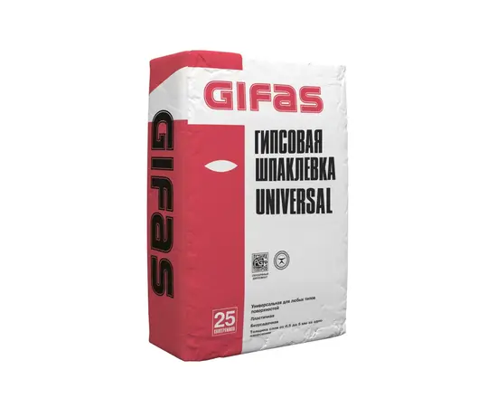 GIFAS Шпаклевка гипсовая UNIVERSAL, 25 кг/49 шт