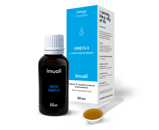 IMUALI, Omega Complex мицеллярный раствор, Омега-3 из икры дикого лосося, жидкость, 50 мл