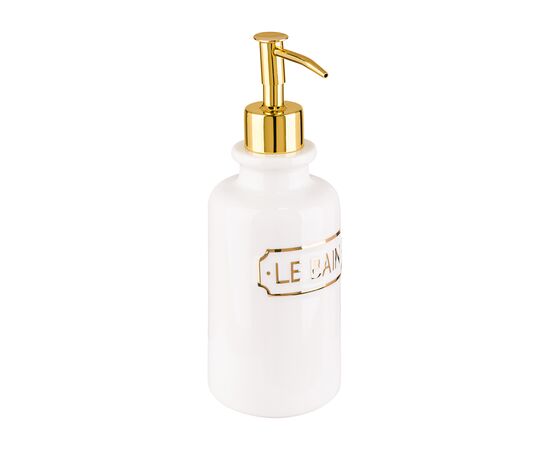 Дозатор для жидкого мыла Le Bain blanc, 7х7х20,5 см., цвет белый и золотой